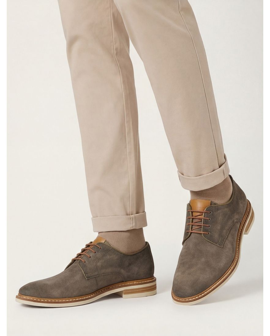 Giorgio grijs effen leer nette veterschoen