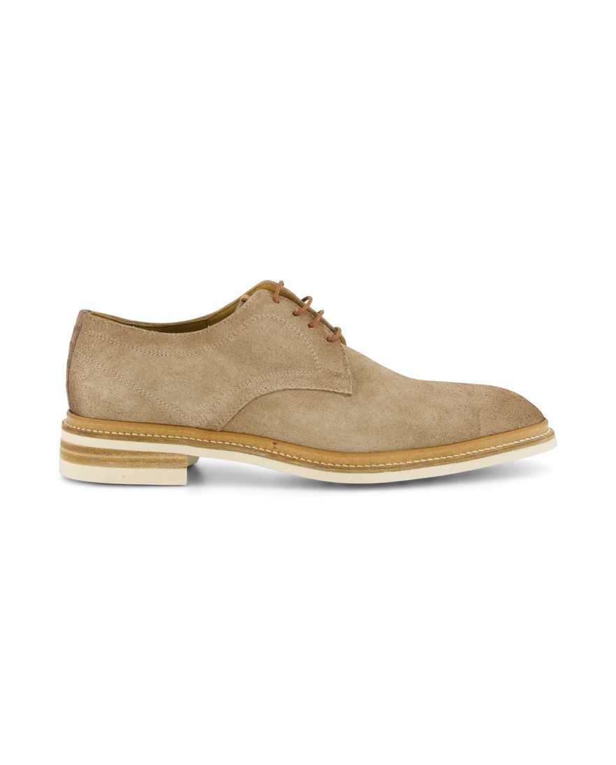 Giorgio nette veterschoenen beige effen leer lichte zool