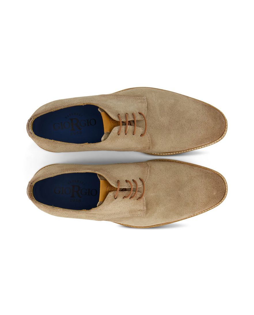 Giorgio nette veterschoenen beige effen leer lichte zool