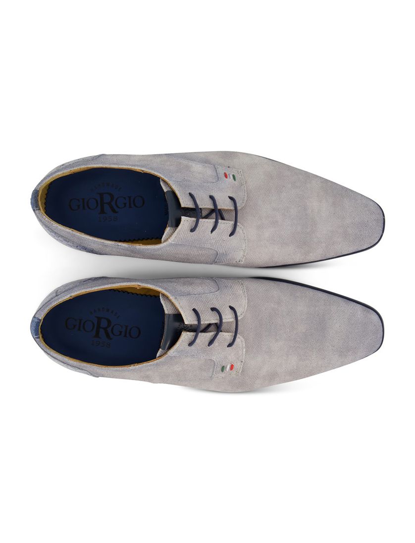 Giorgio veterschoenen grijs effen met donkerblauwe details leer