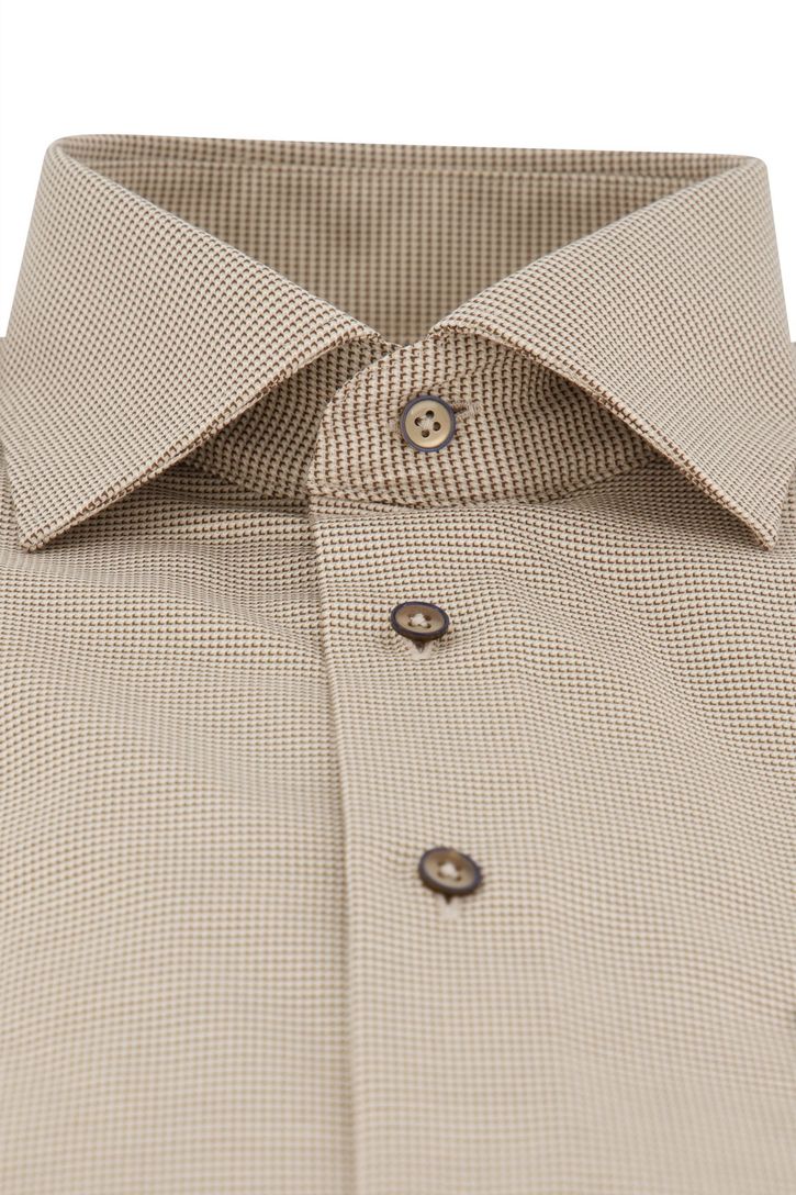 Eterna strijkvrij katoenen overhemd beige comfort fit