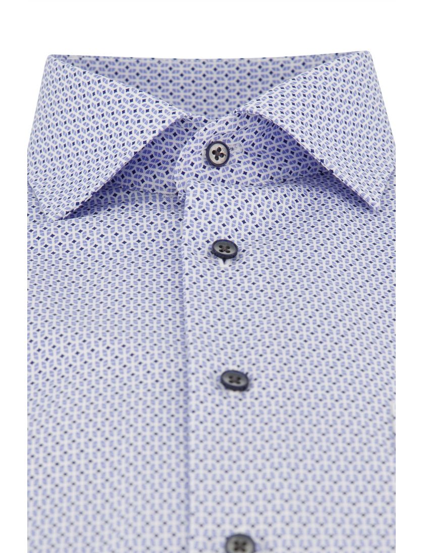 Geprinte Eterna overhemd lichtblauw comfort fit