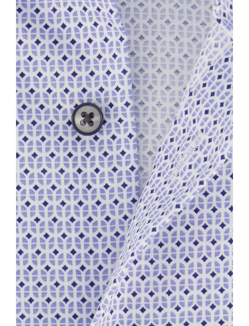 Geprinte Eterna overhemd lichtblauw comfort fit