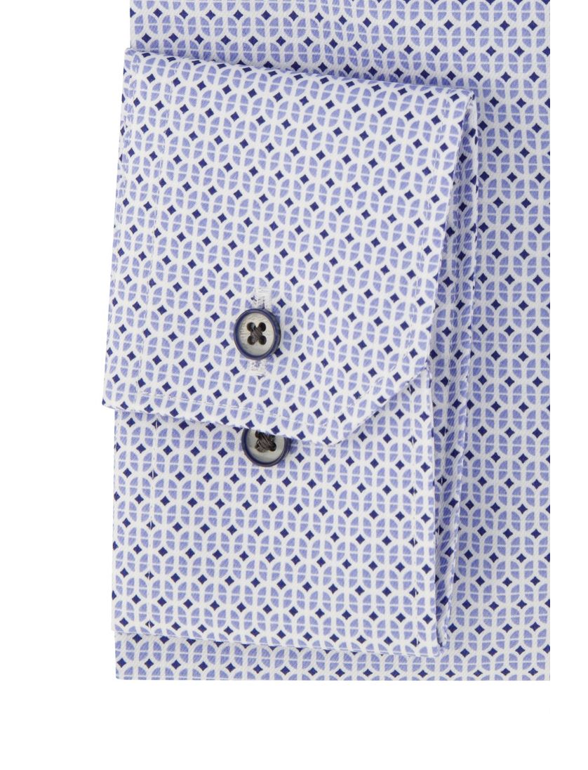 Geprinte Eterna overhemd lichtblauw comfort fit
