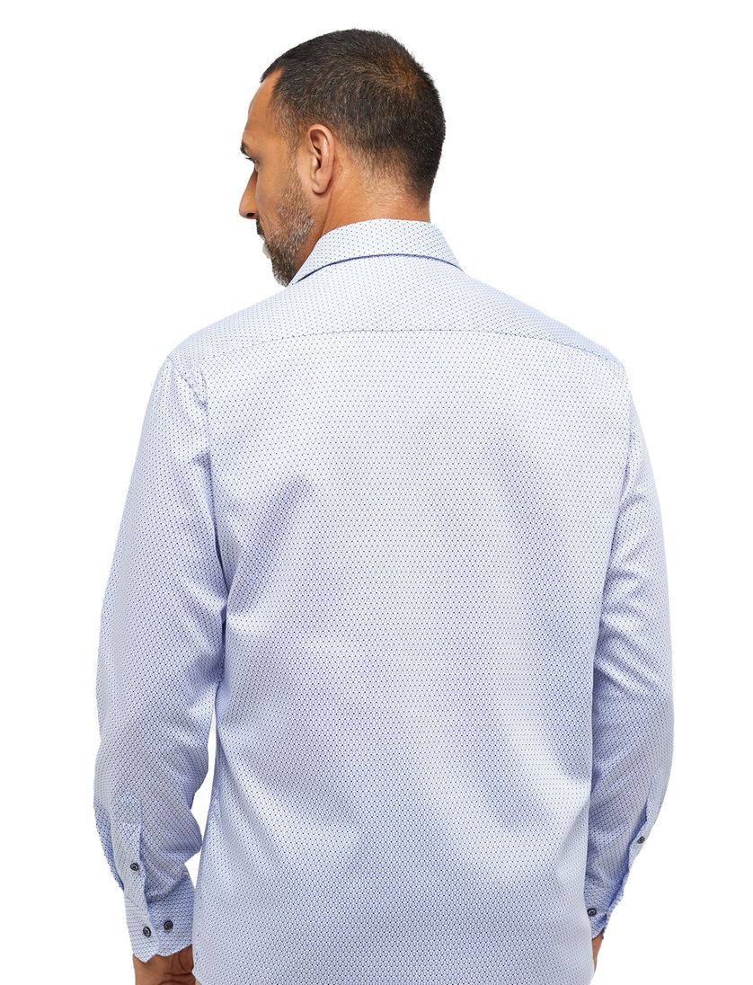 Geprinte Eterna overhemd lichtblauw comfort fit