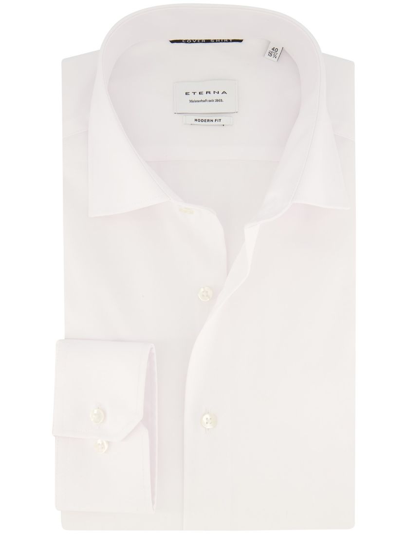Eterna modern fit overhemd mouwlengte 7 wit katoen strijkvrij