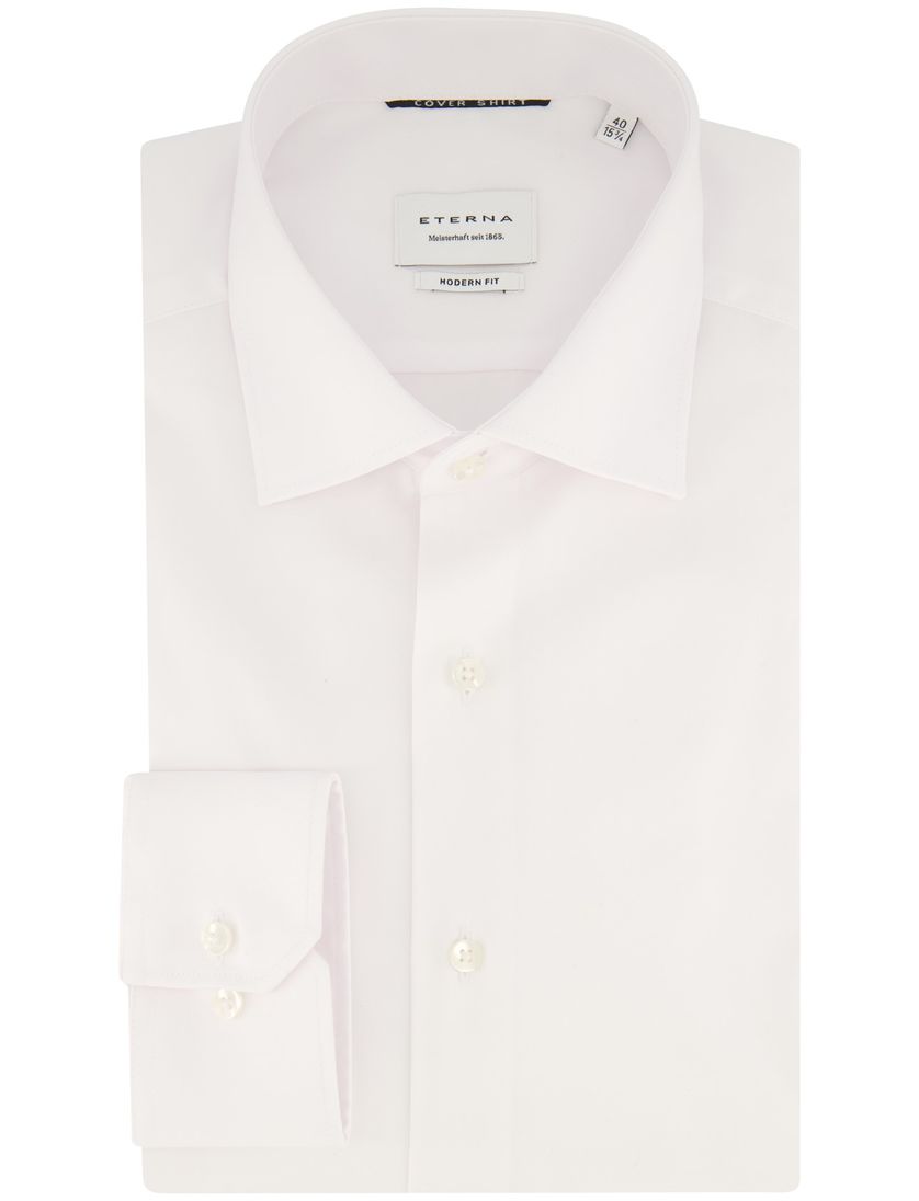 Eterna modern fit overhemd mouwlengte 7 wit katoen strijkvrij