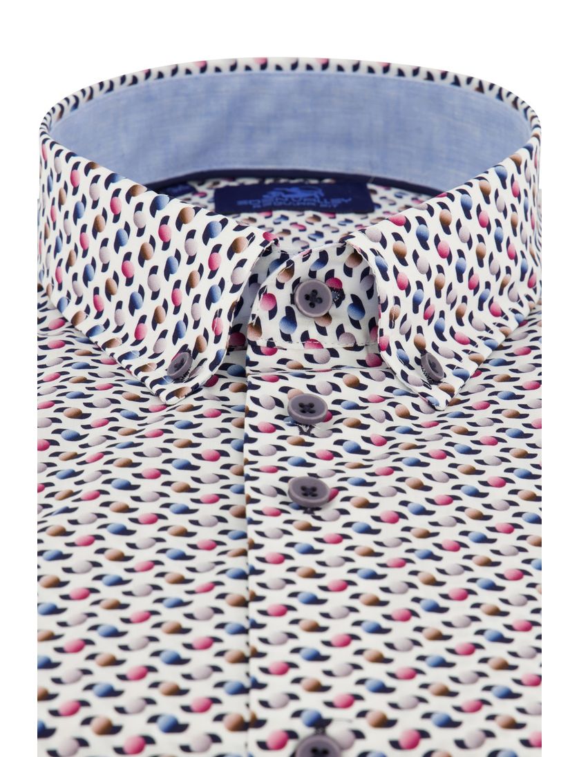 Eden Valley overhemd korte mouw wit geprint wijde fit