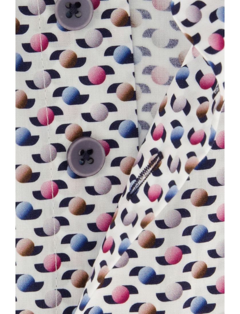 Eden Valley overhemd korte mouw wit geprint wijde fit