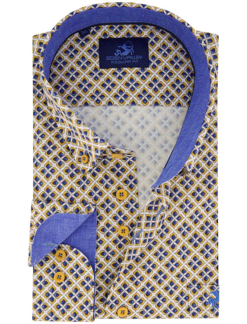 Eden Valley overhemd blauw geel geprint