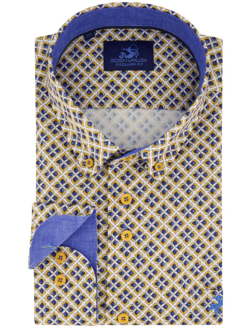 Eden Valley overhemd blauw geel geprint