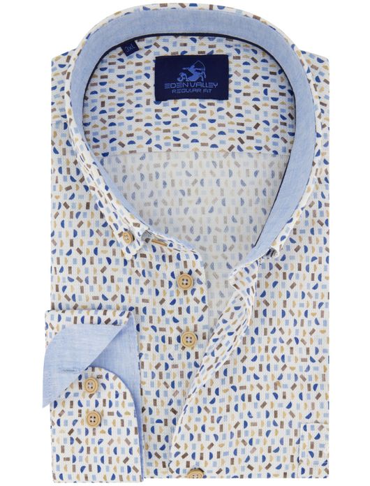 Eden Valley overhemd wit geprint regular fit