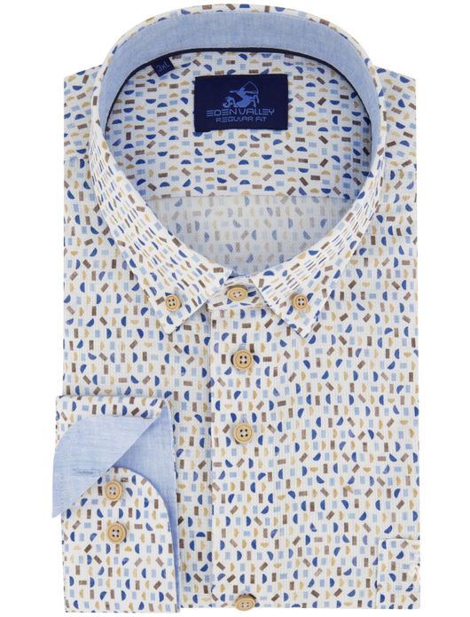 Eden Valley overhemd wit geprint regular fit