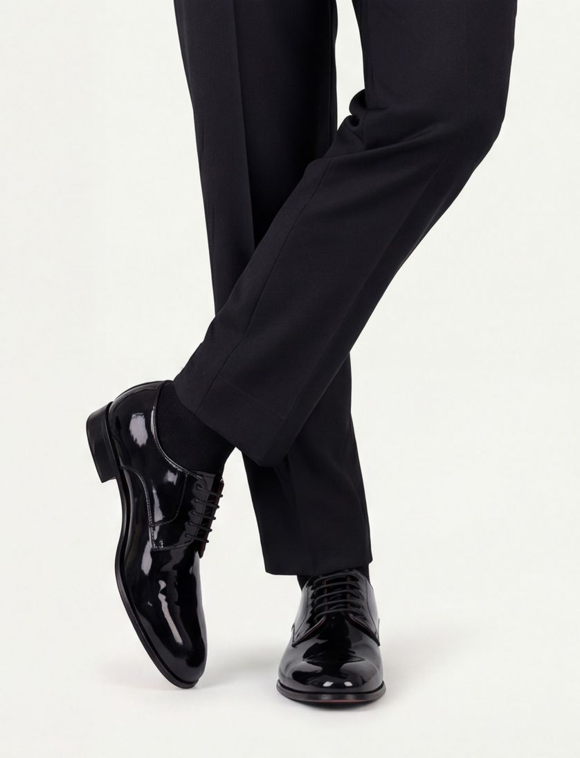 Giorgio leer nette veterschoen zwart lak laag