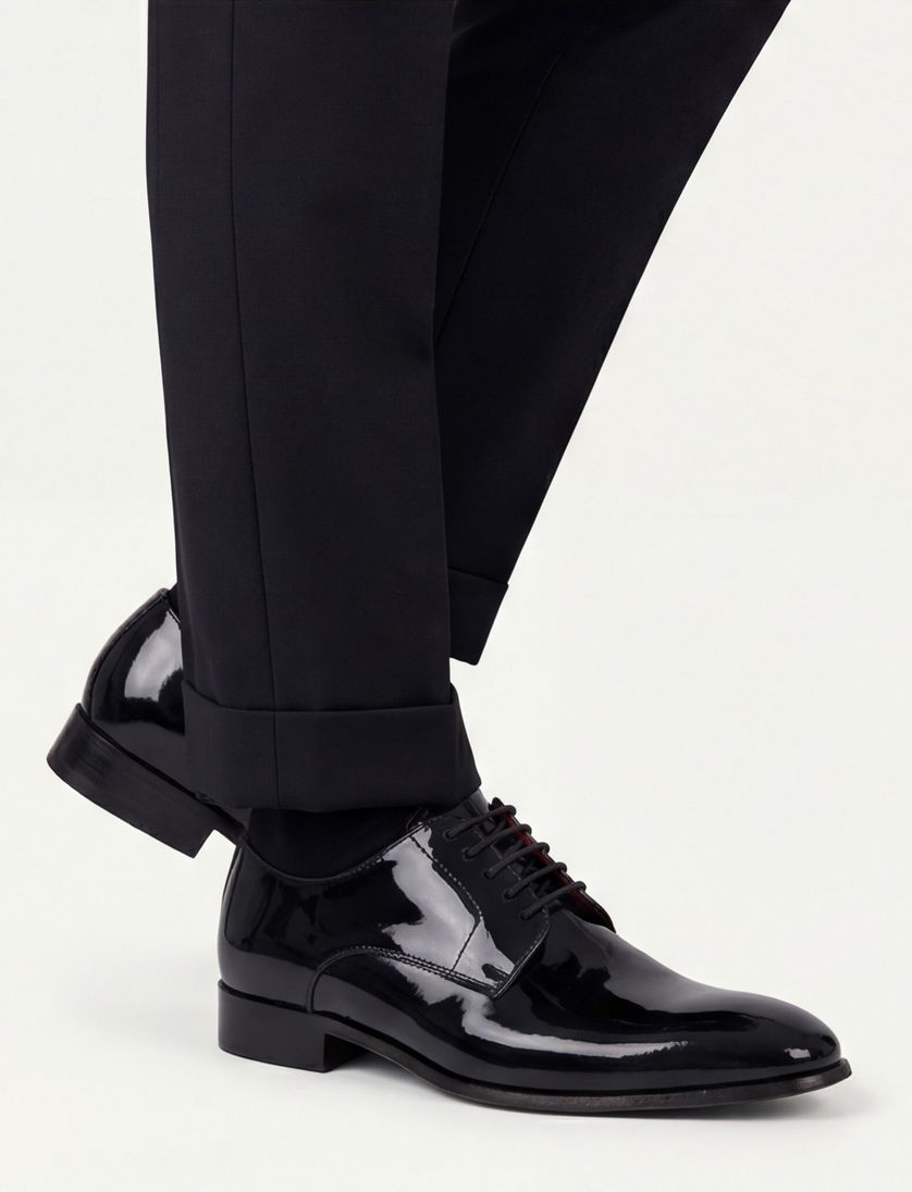 Giorgio leer nette veterschoen zwart lak laag