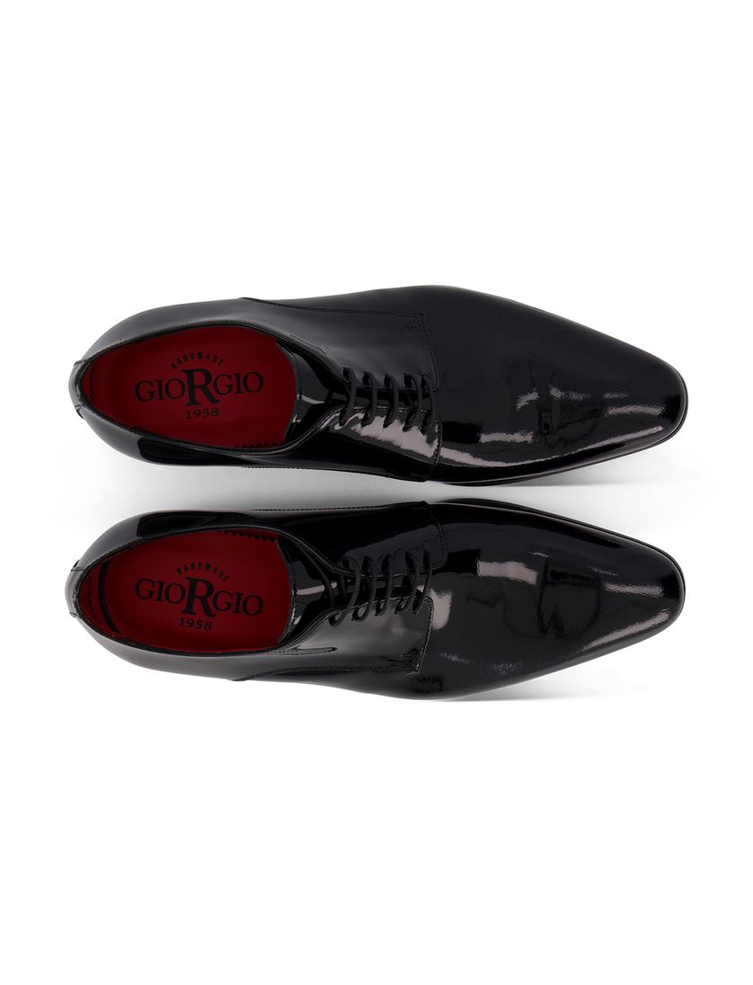 Giorgio leer nette veterschoen zwart lak laag