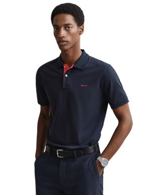 Gant Gant polo slim fit donkerblauw effen
