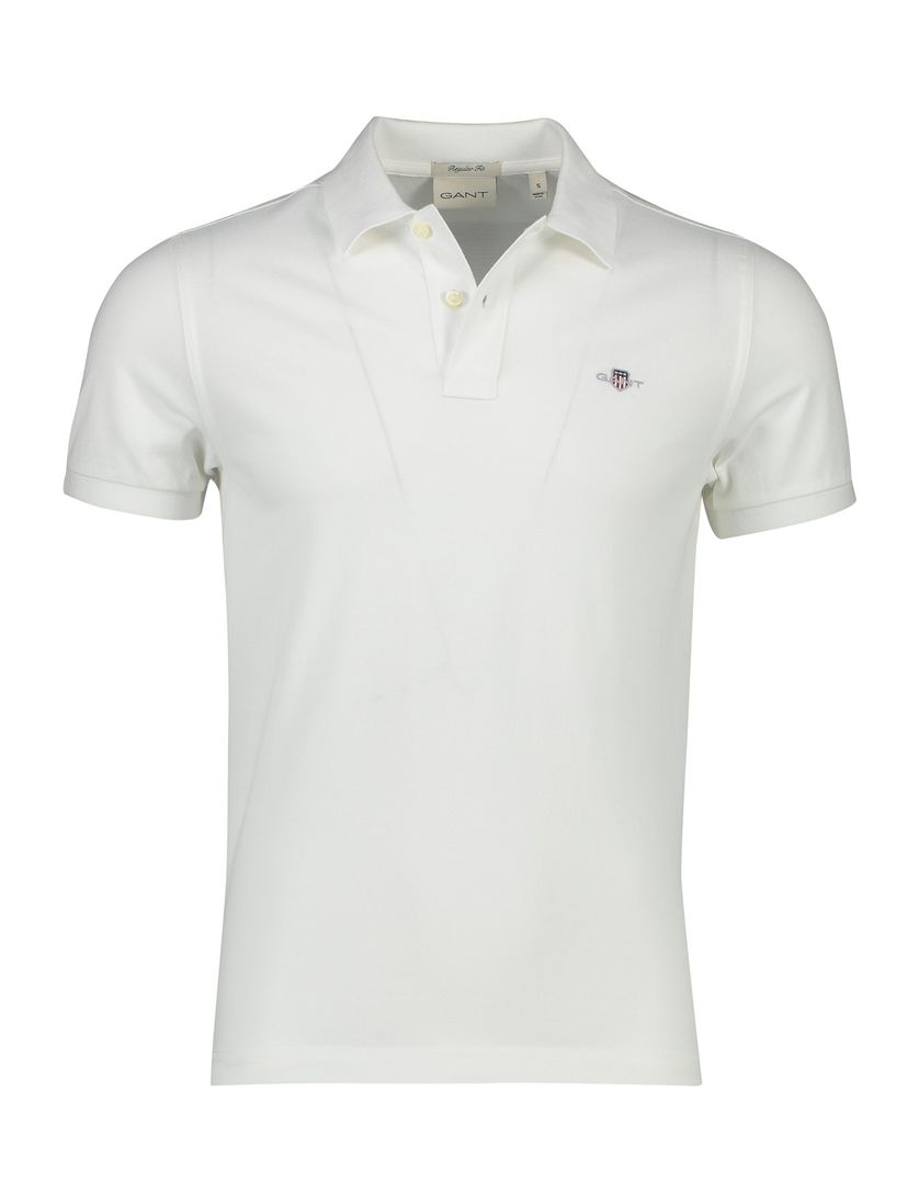 Gant polo wit effen katoen