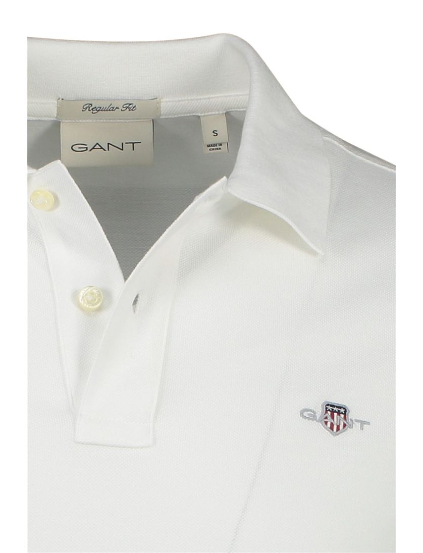 Gant polo wit effen katoen
