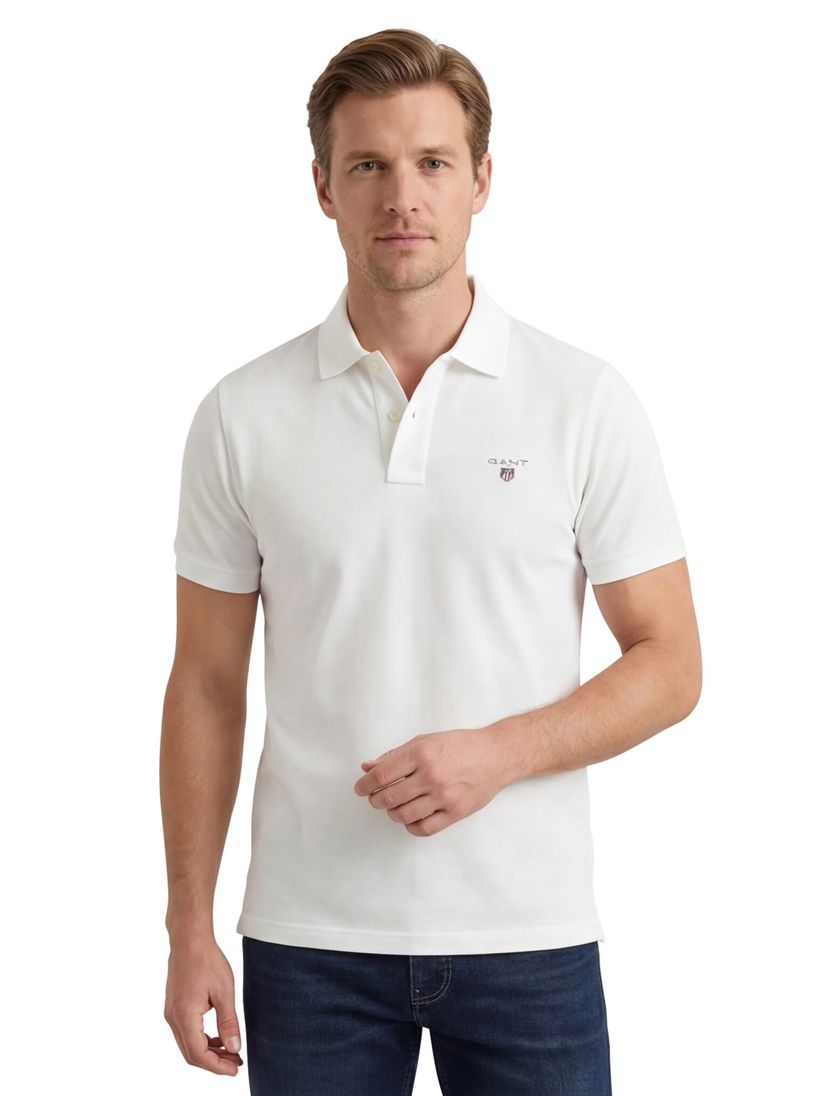Gant polo wit effen katoen