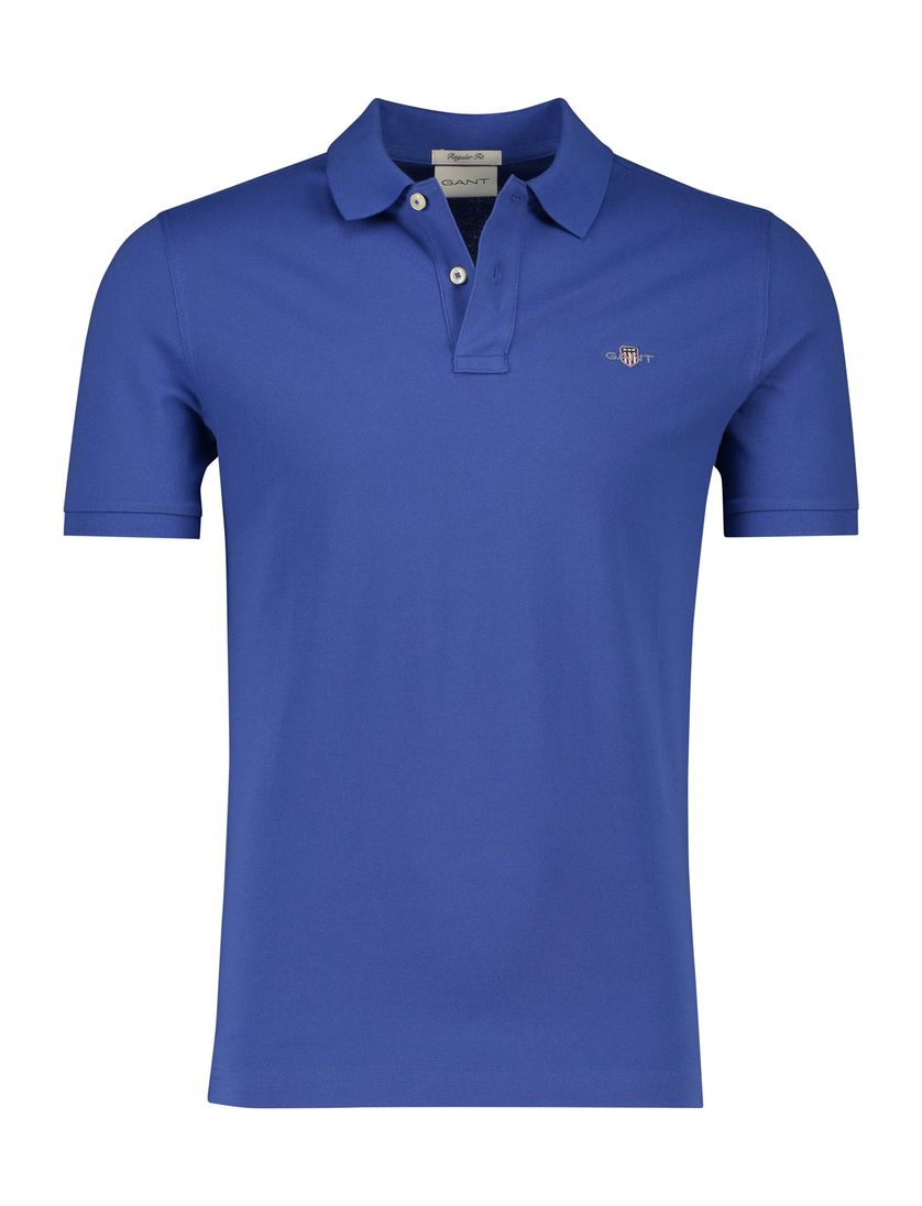 2-knoops Gant polo katoen regular fit blauw