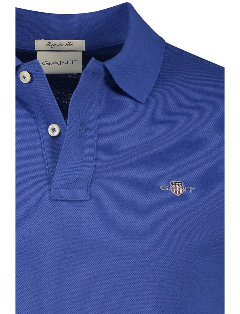 2-knoops Gant polo katoen regular fit blauw