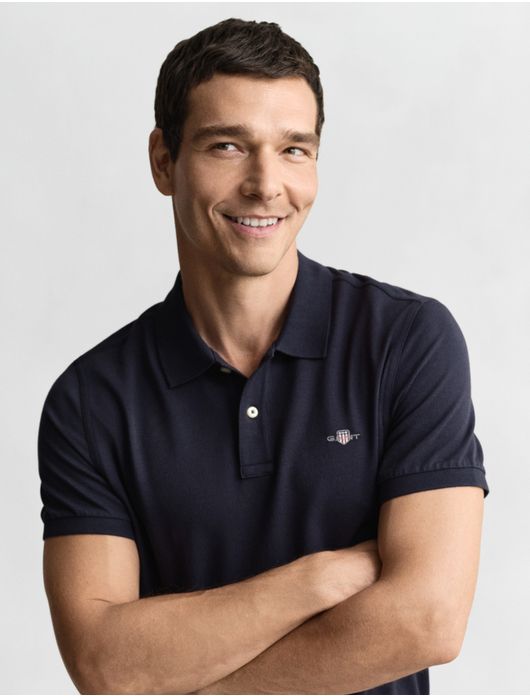Gant polo donkerblauw 2-knoops pique