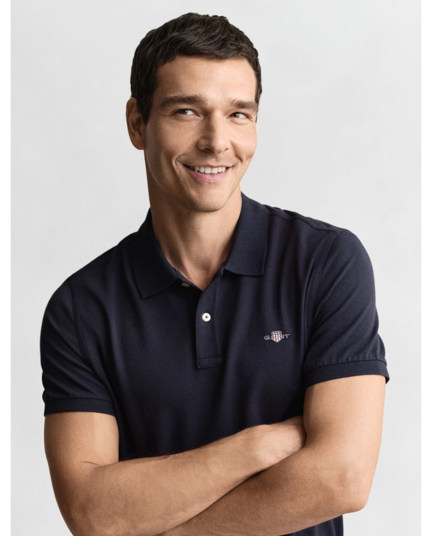 Gant polo normale fit donkerblauw effen