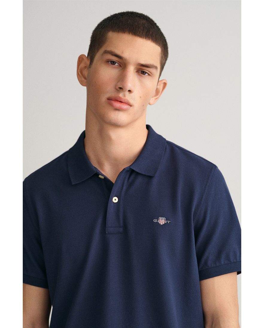 Gant polo normale fit donkerblauw effen