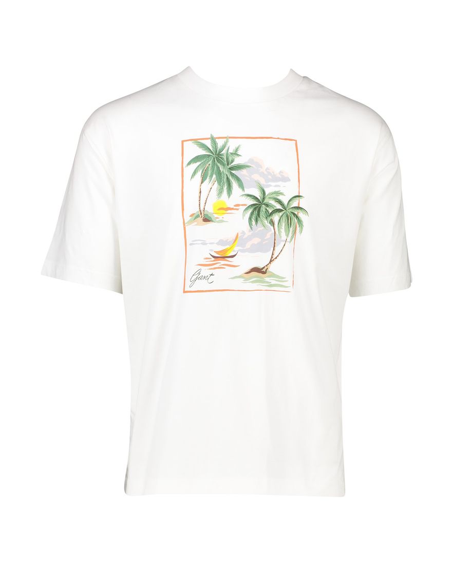 Gant t-shirt wit opdruk Hawaii katoen normale fit
