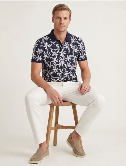 Gant polo donkerblauw print