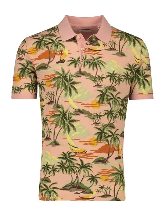 Gant polo roze geprint korte mouw