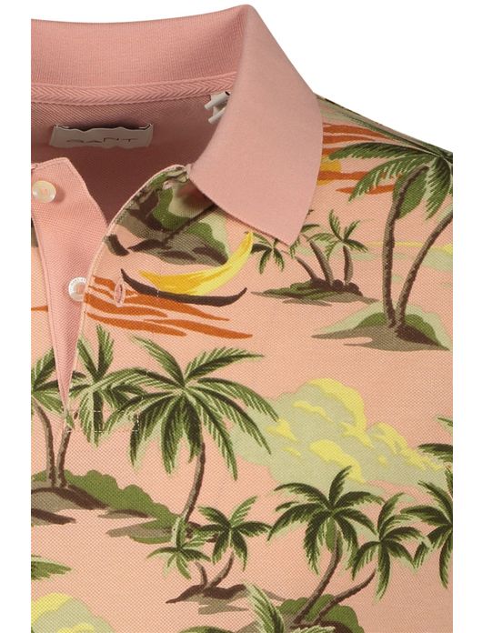 Gant polo roze geprint korte mouw