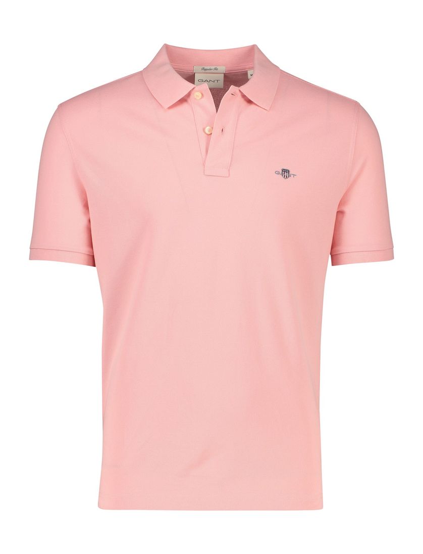 Katoenen Gant polo 2-knoops roze regular fit