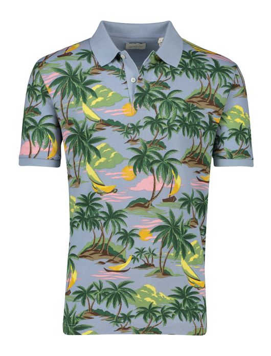 Gant polo lichtblauw geprint