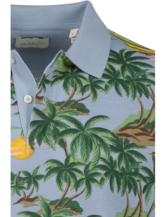 Gant polo lichtblauw geprint