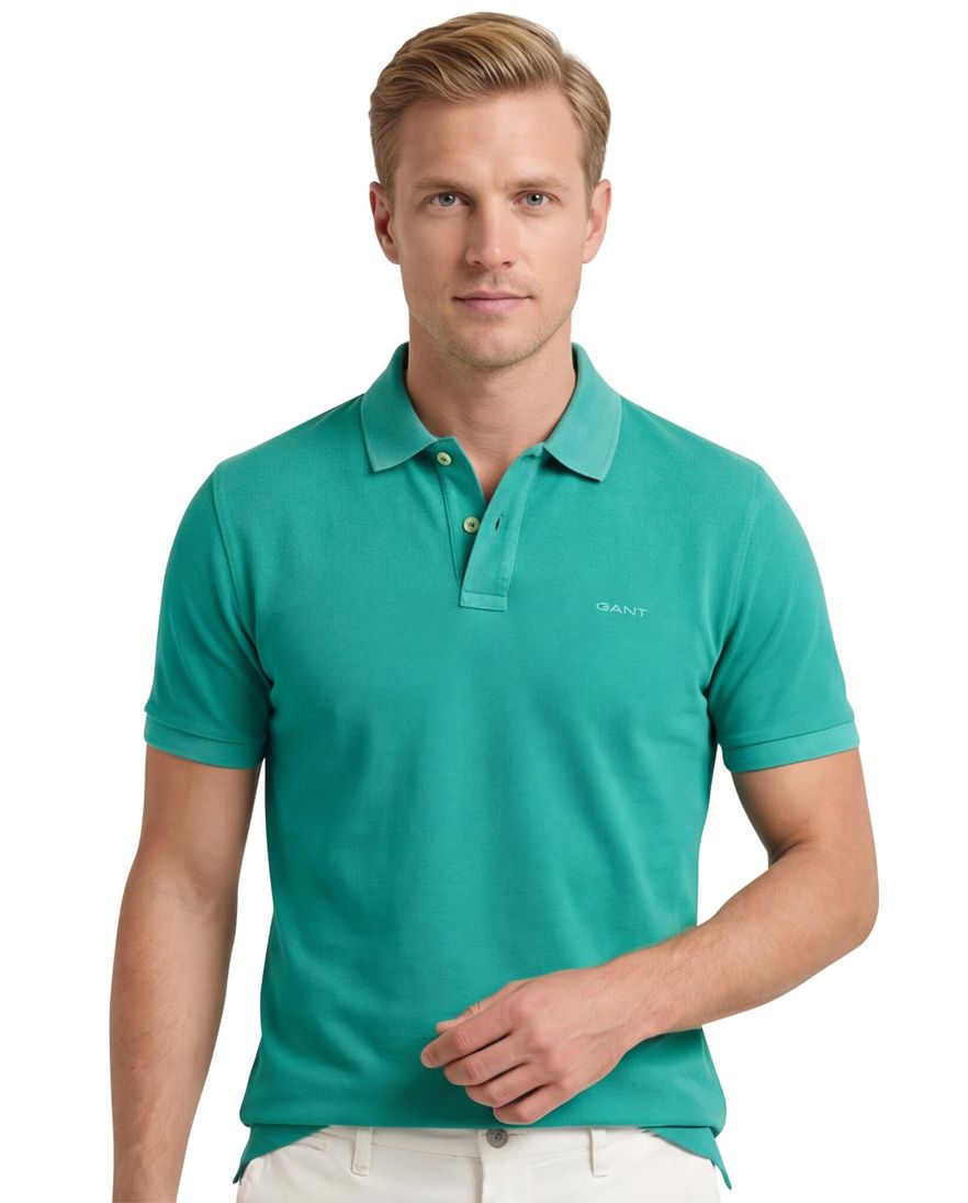 Gant polo normale fit lichtblauw effen katoen 2 knopen