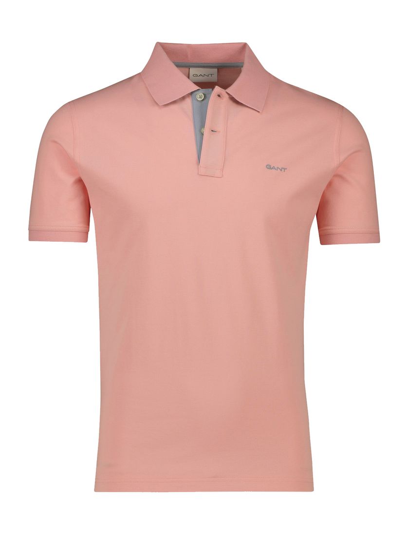 Gant polo slim fit roze effen met stretch