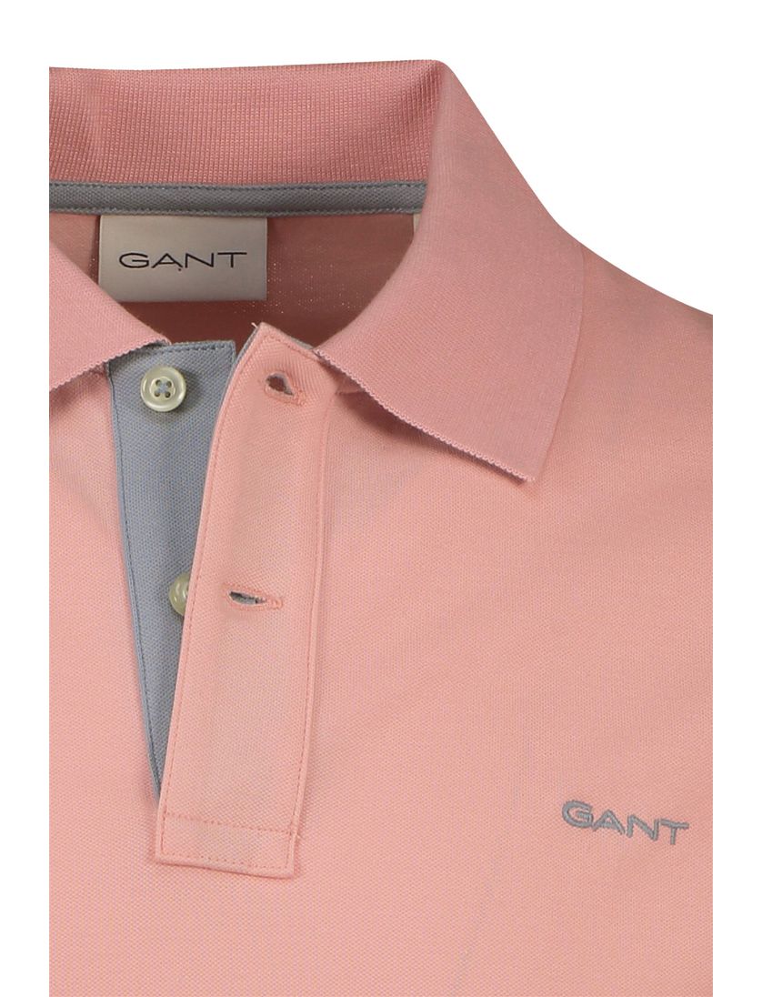 Gant polo slim fit roze effen met stretch
