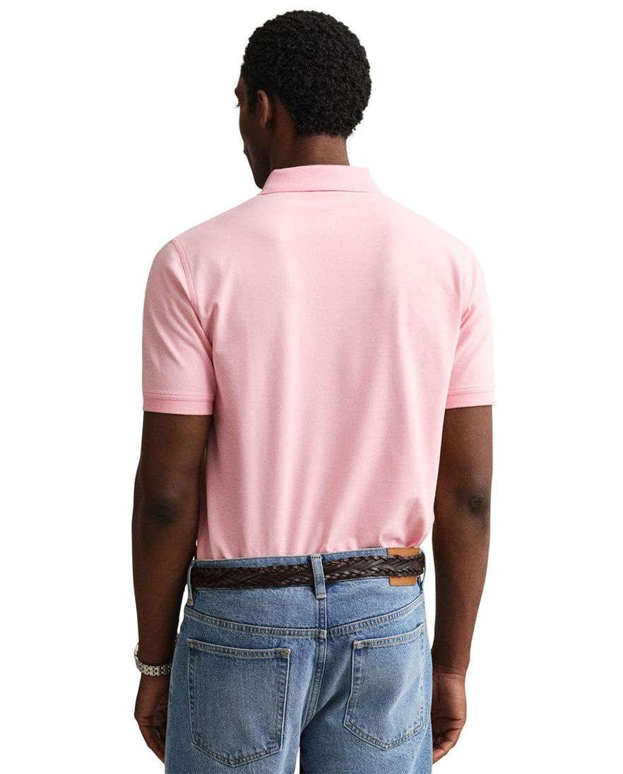 Gant polo slim fit roze effen katoen