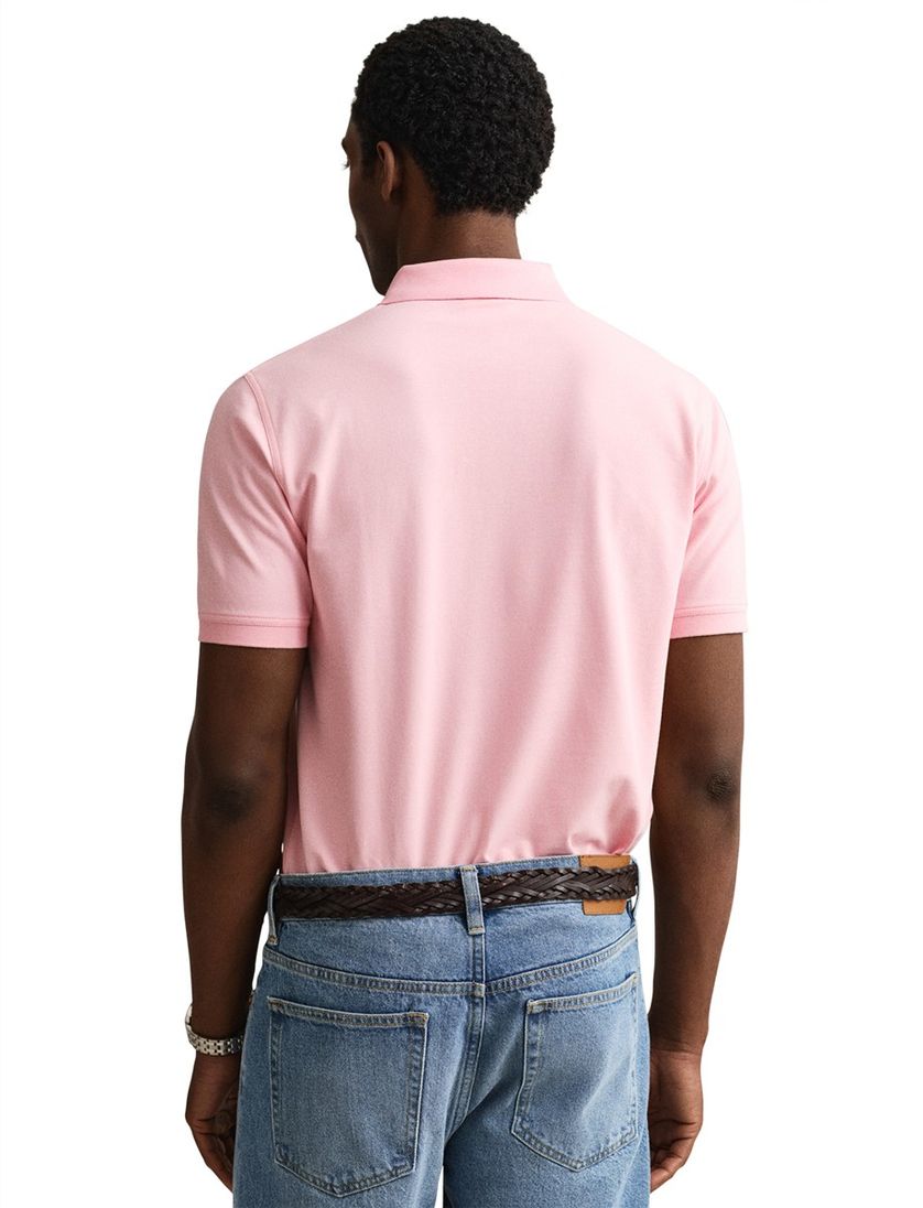 Gant polo slim fit roze effen met stretch