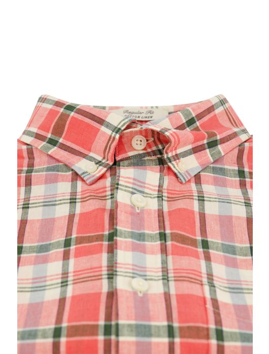 Gant overhemd korte mouw roze geruit