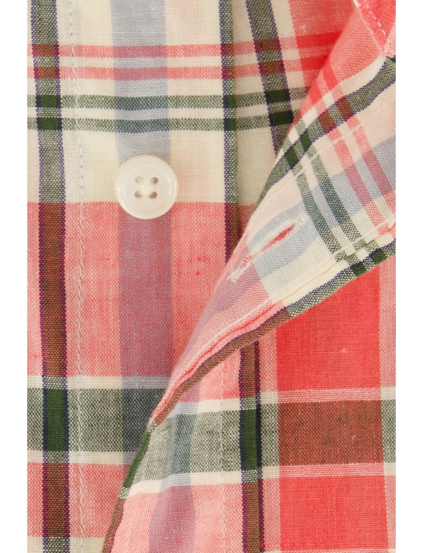 Gant regular fit overhemd roze geruit katoen korte mouw