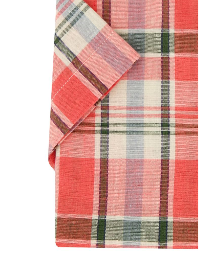 Gant regular fit overhemd roze geruit katoen korte mouw