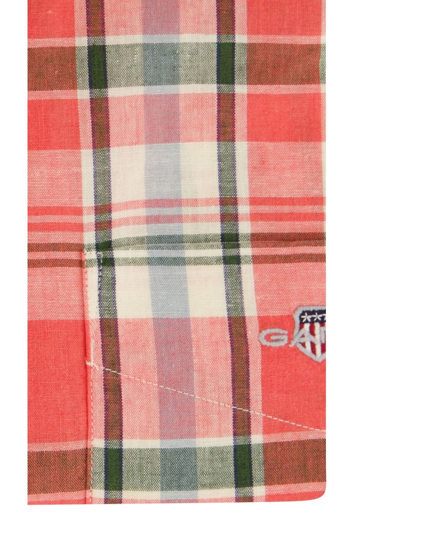 Gant regular fit overhemd roze geruit katoen korte mouw