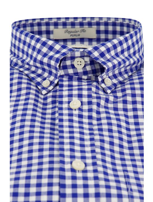 Gant overhemd korte mouw blauw geruit