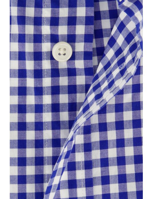 Gant overhemd korte mouw blauw geruit