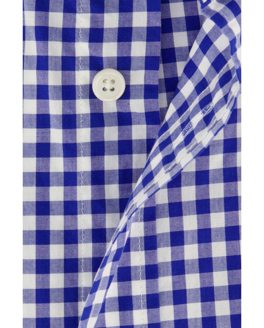Gant overhemd korte mouw normale fit blauw geruit katoen