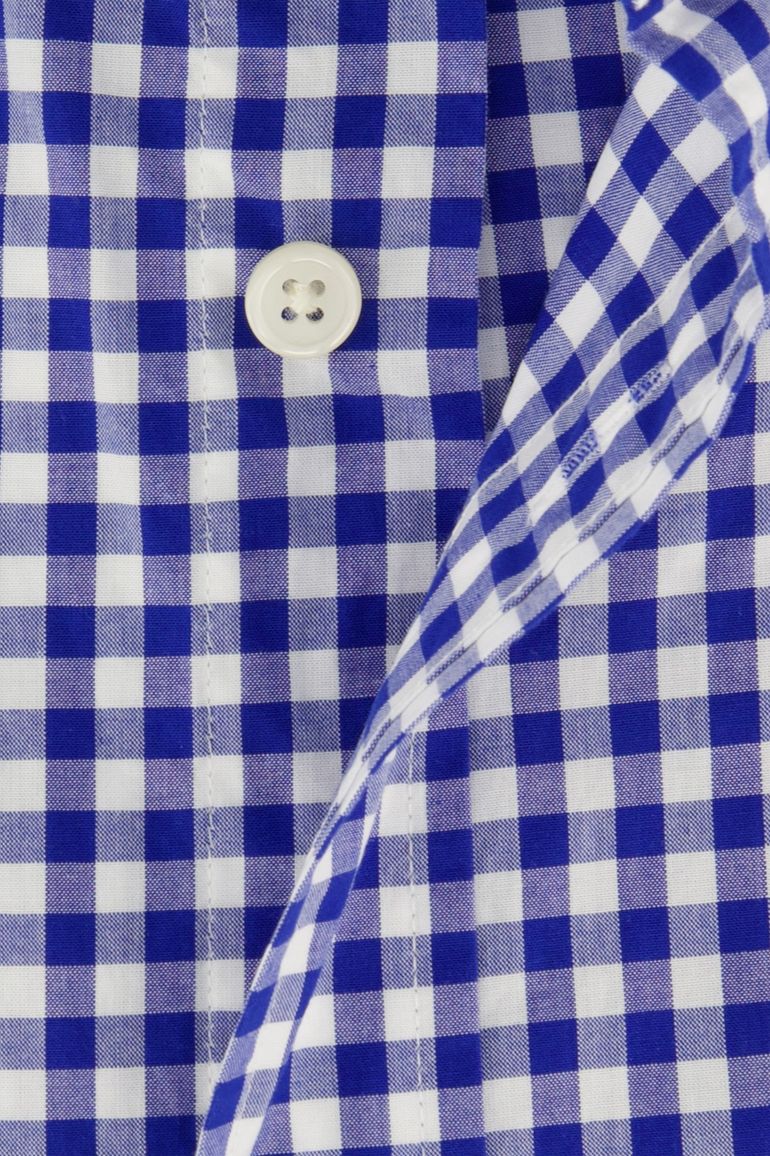 Gant overhemd korte mouw normale fit blauw geruit katoen