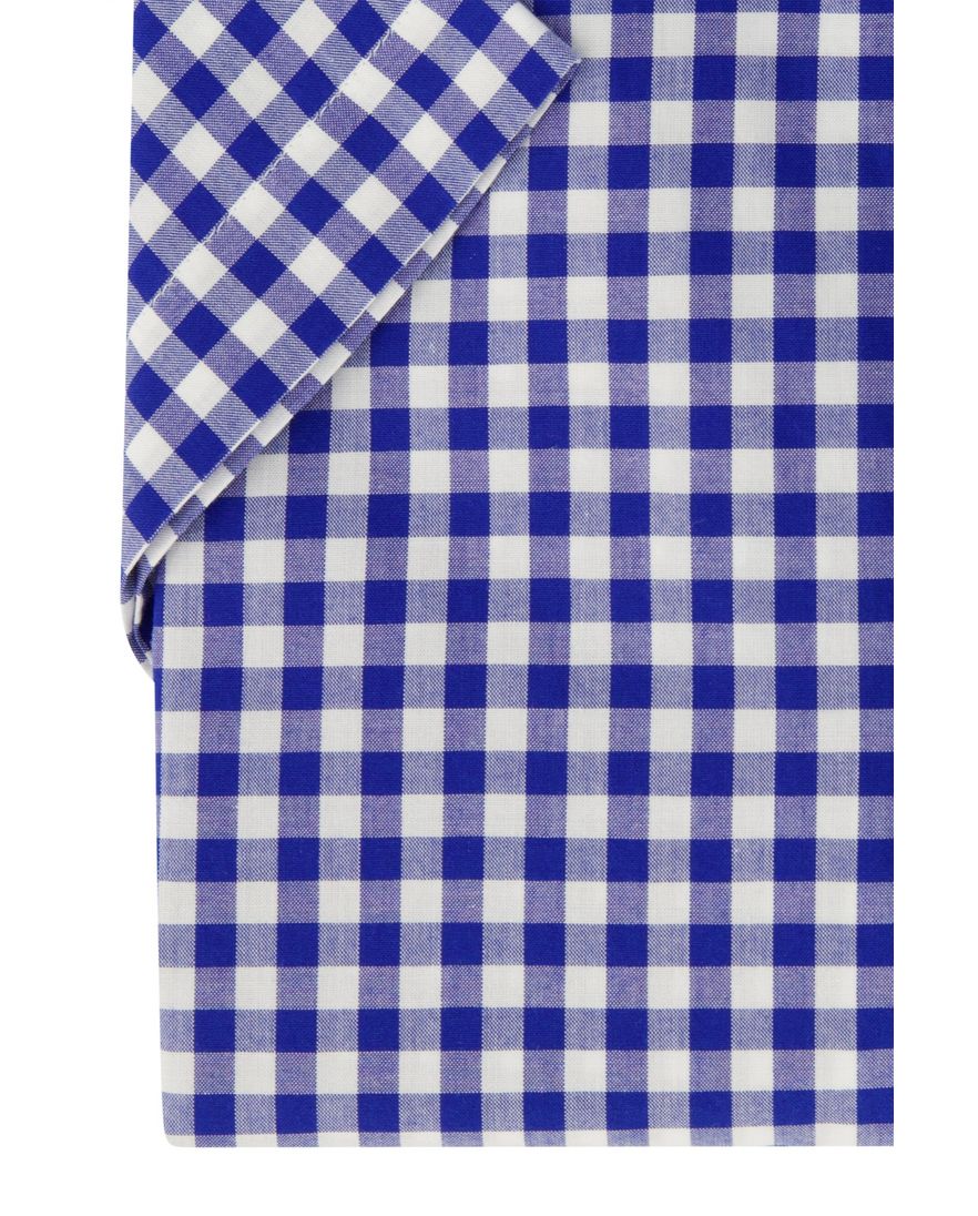 Gant overhemd korte mouw normale fit blauw geruit katoen